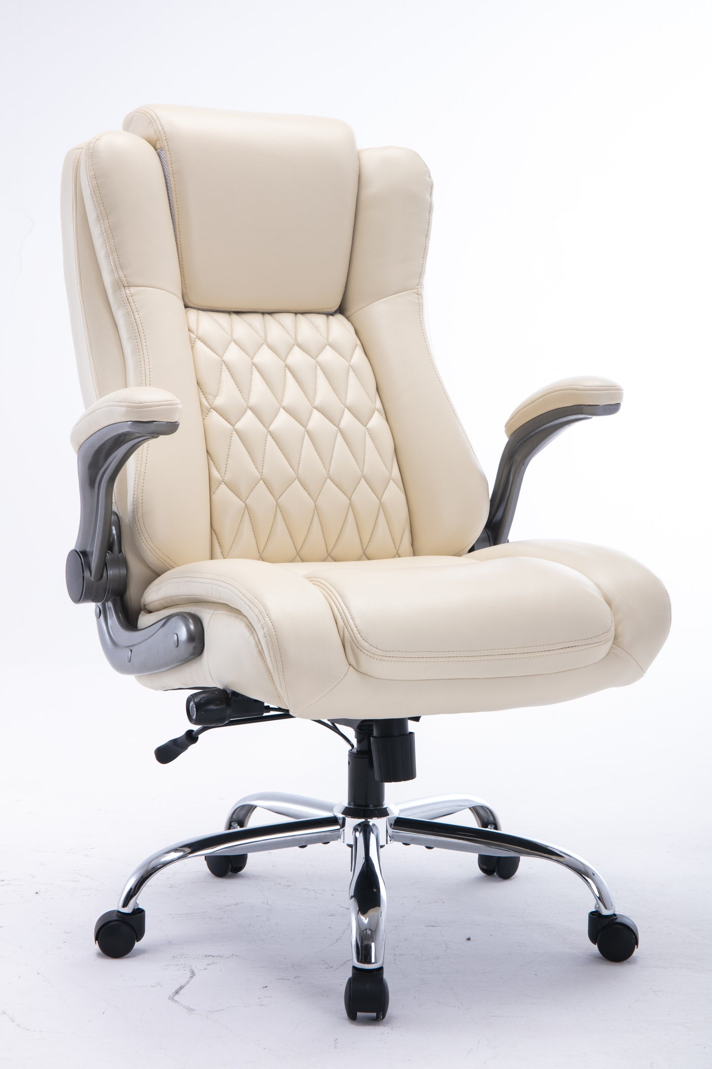 Office Chair Lifting Headrest, Adjustable Built-in Lumbar Support, Flip Arms,