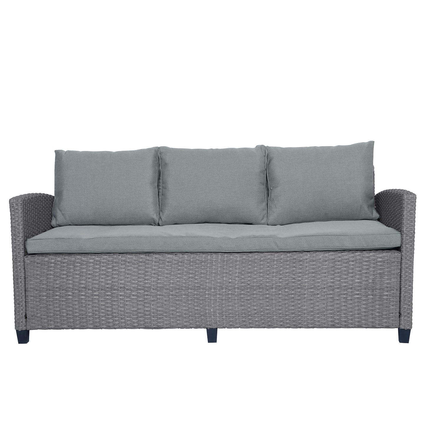 6-Piece Outdoor Wicker Set Patio Sofa, Chair, Stools, Table