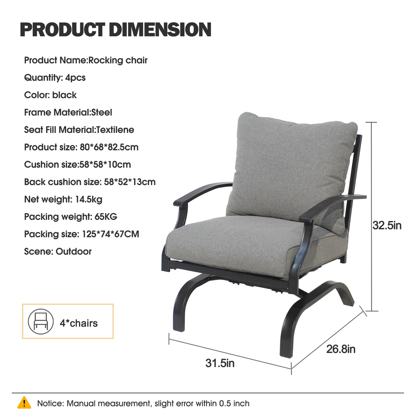 Fire Pit Table with Rocking Chair,4 - Person Outdoor Seating