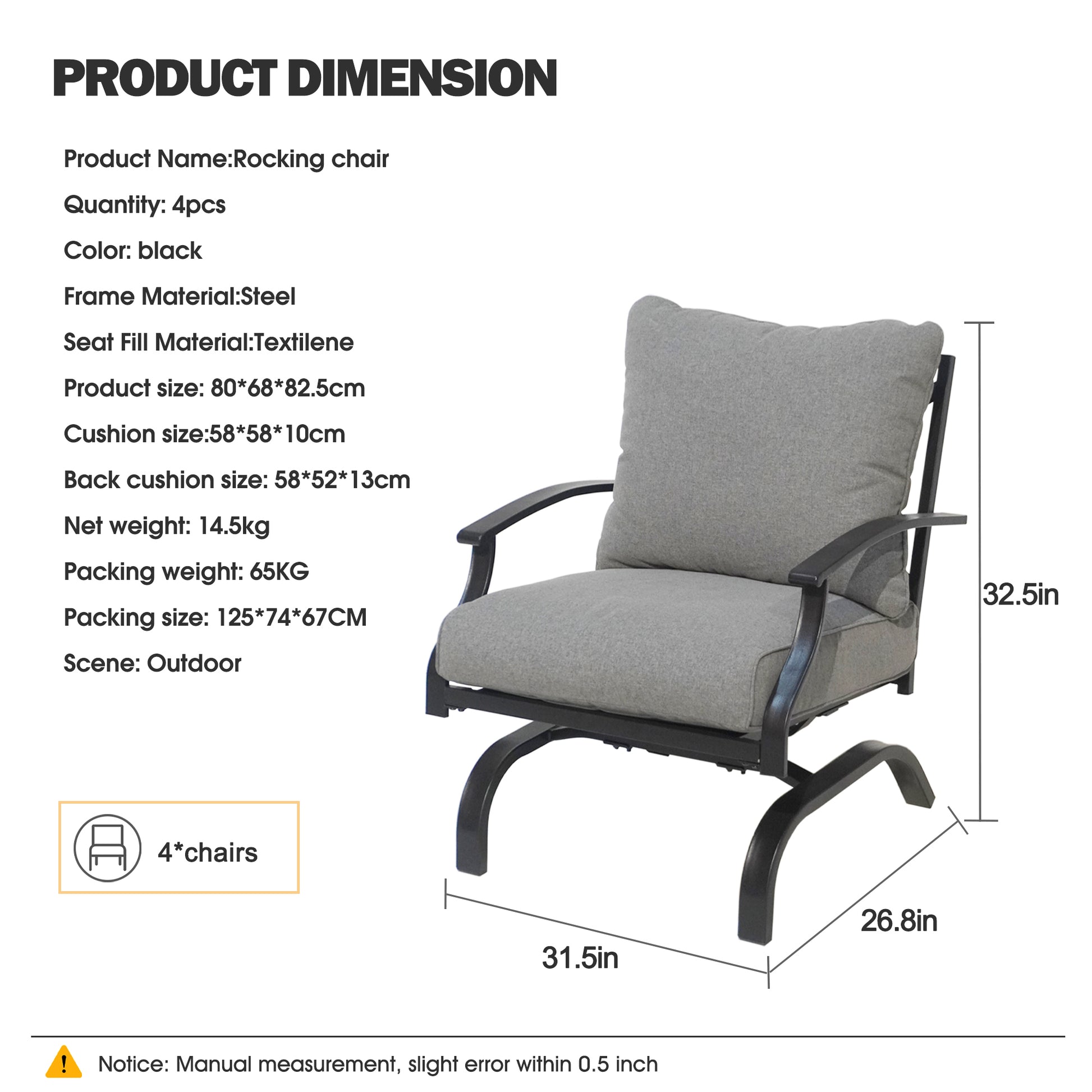 Fire Pit Table with Rocking Chair,4 - Person Outdoor Seating