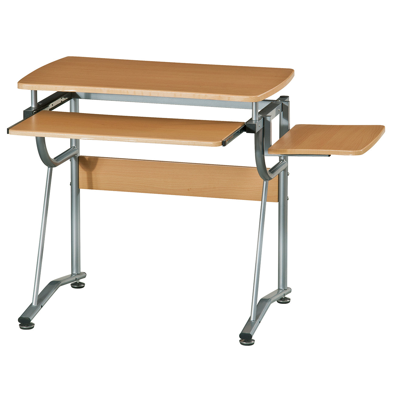 Techni Mobili Compact Computer Desk, Side Shelf, Keyboard Panel
