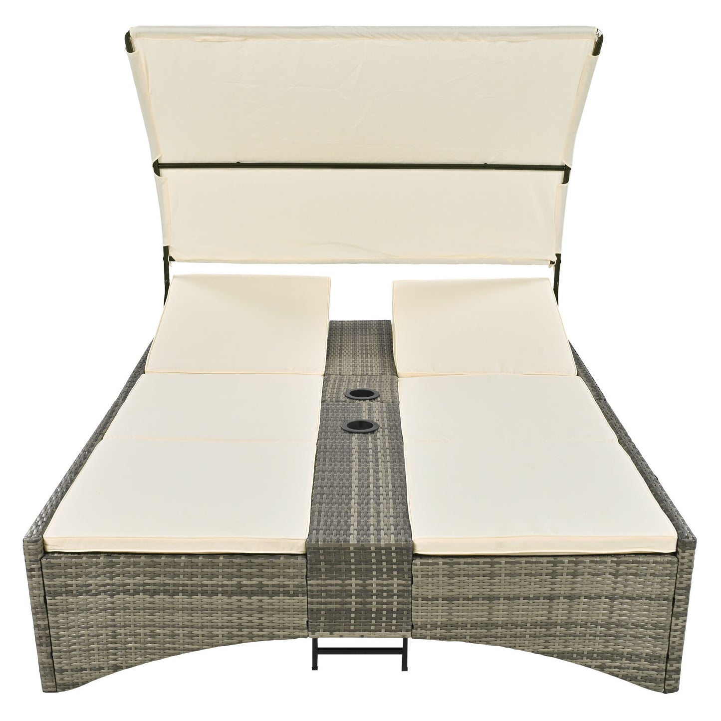 Patio Daybed Outdoor Daybed, Shelter Roof, Adjustable Backrest, Storage Box