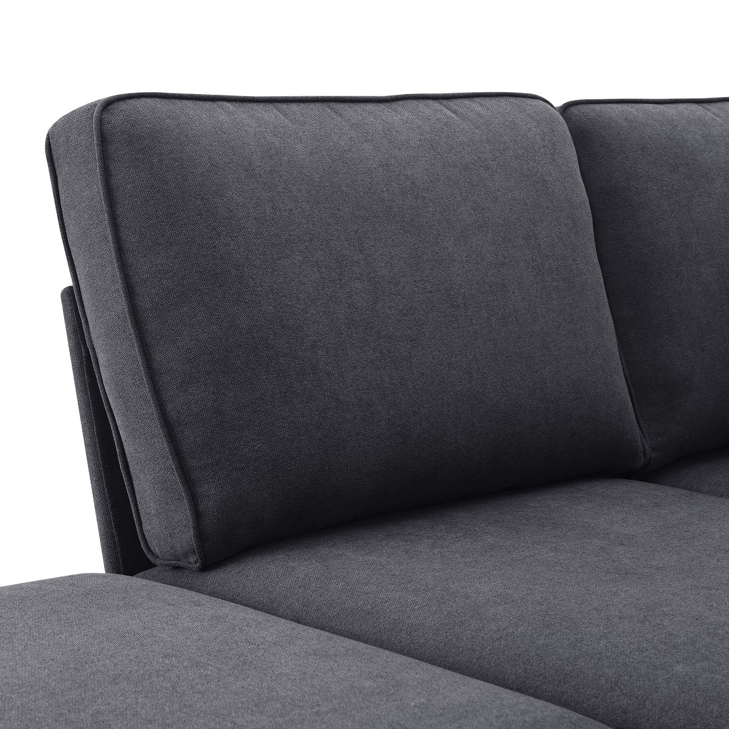 Terrycloth Sectional Sofa, 5-Seat Set, Chaise Lounge, L-Shape, Living Room, Grey