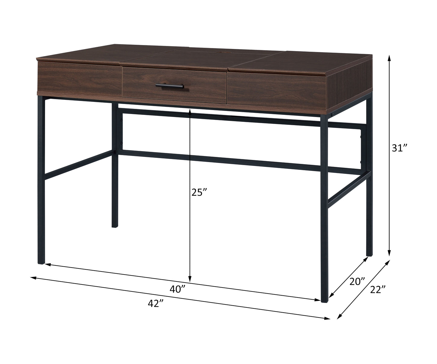 Verster Built-in USB Port Writing Desk, Oak & Black Finish