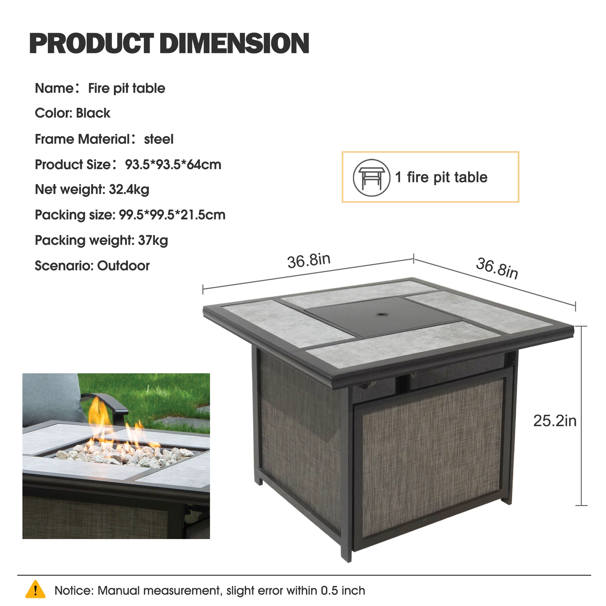Fire Pit Table with Rocking Chair,4 - Person Outdoor Seating