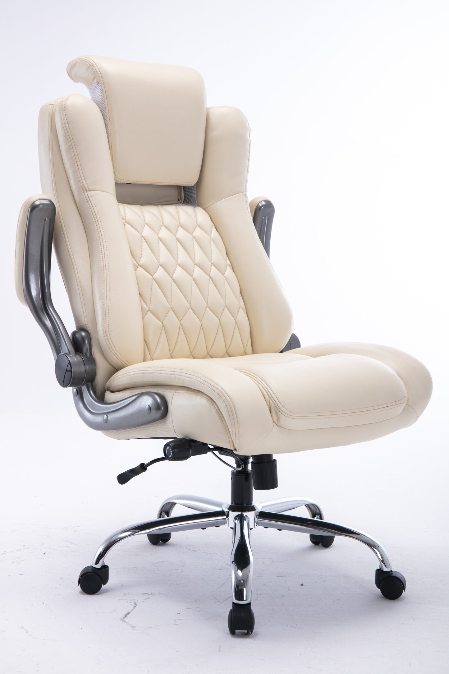 Office Chair Lifting Headrest, Adjustable Built-in Lumbar Support, Flip Arms,