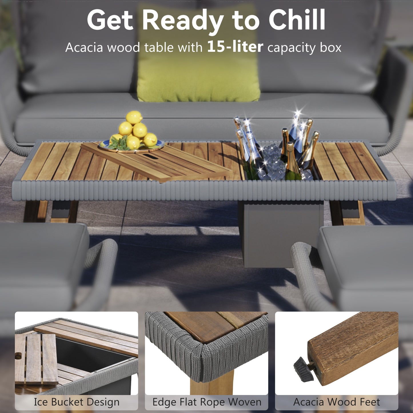 6-Piece Patio Outdoor Furniture, Bar Table