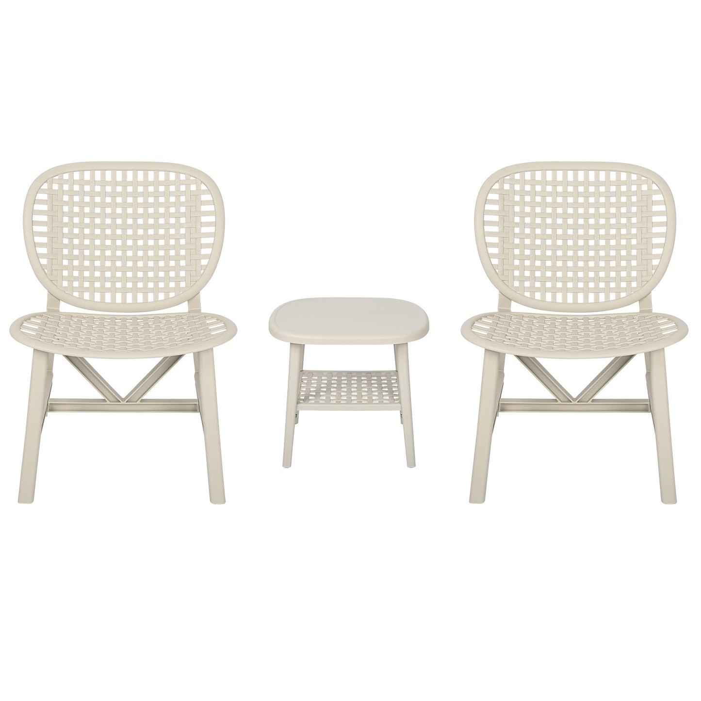 3 Pieces Hollow Design Retro Patio Table Chair Set All Weather