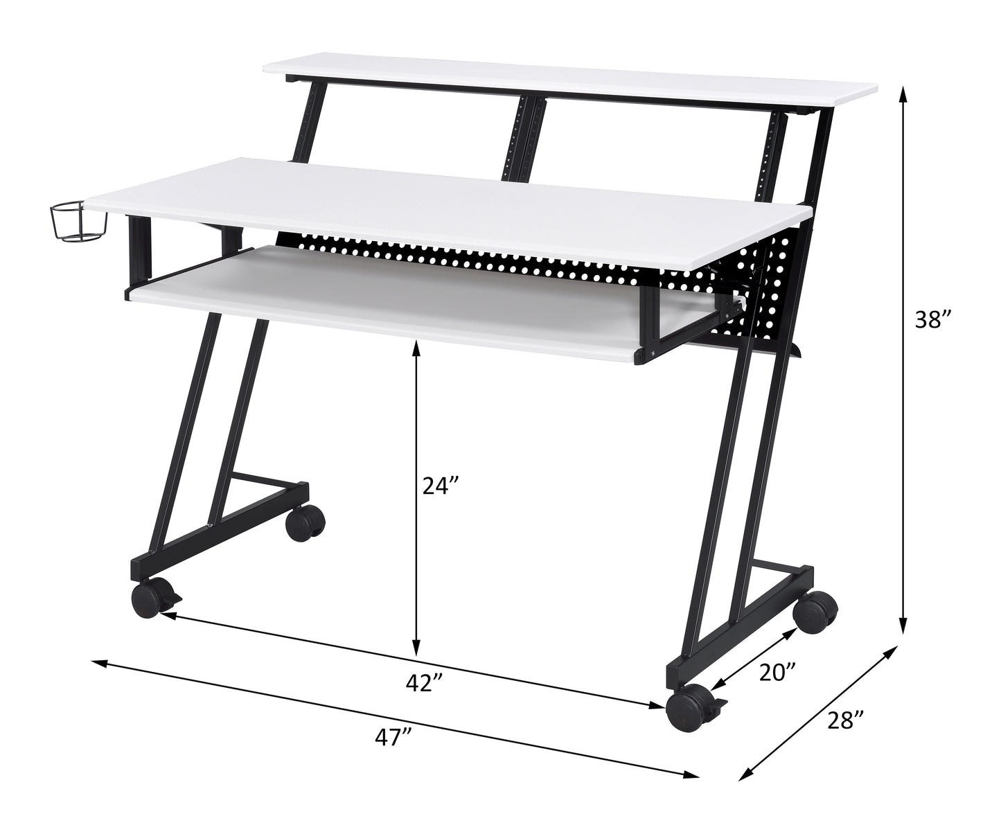 ACME Suitor Computer Desk, White & Black