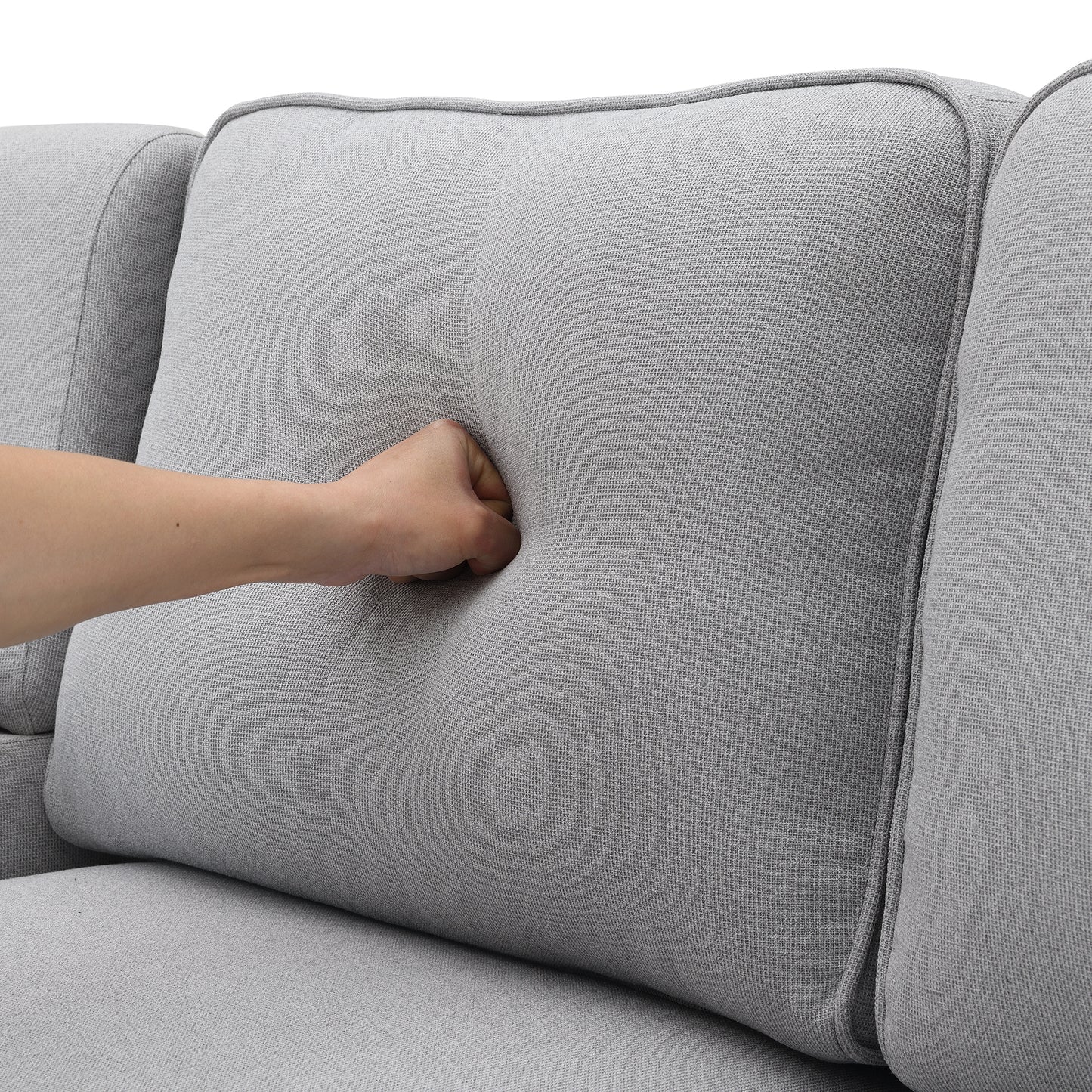 Upholstered Sofa, Console, USB, Linen, 4 Pillows (4-Seat)