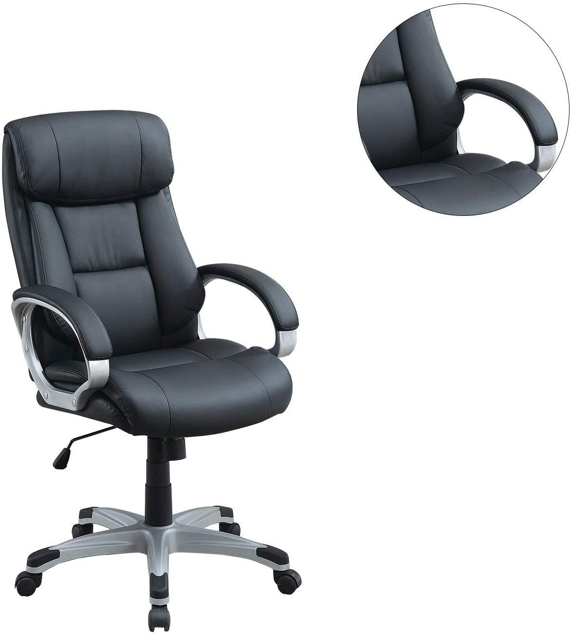 Office Chair Black Color Cushioned Headrest Adjustable