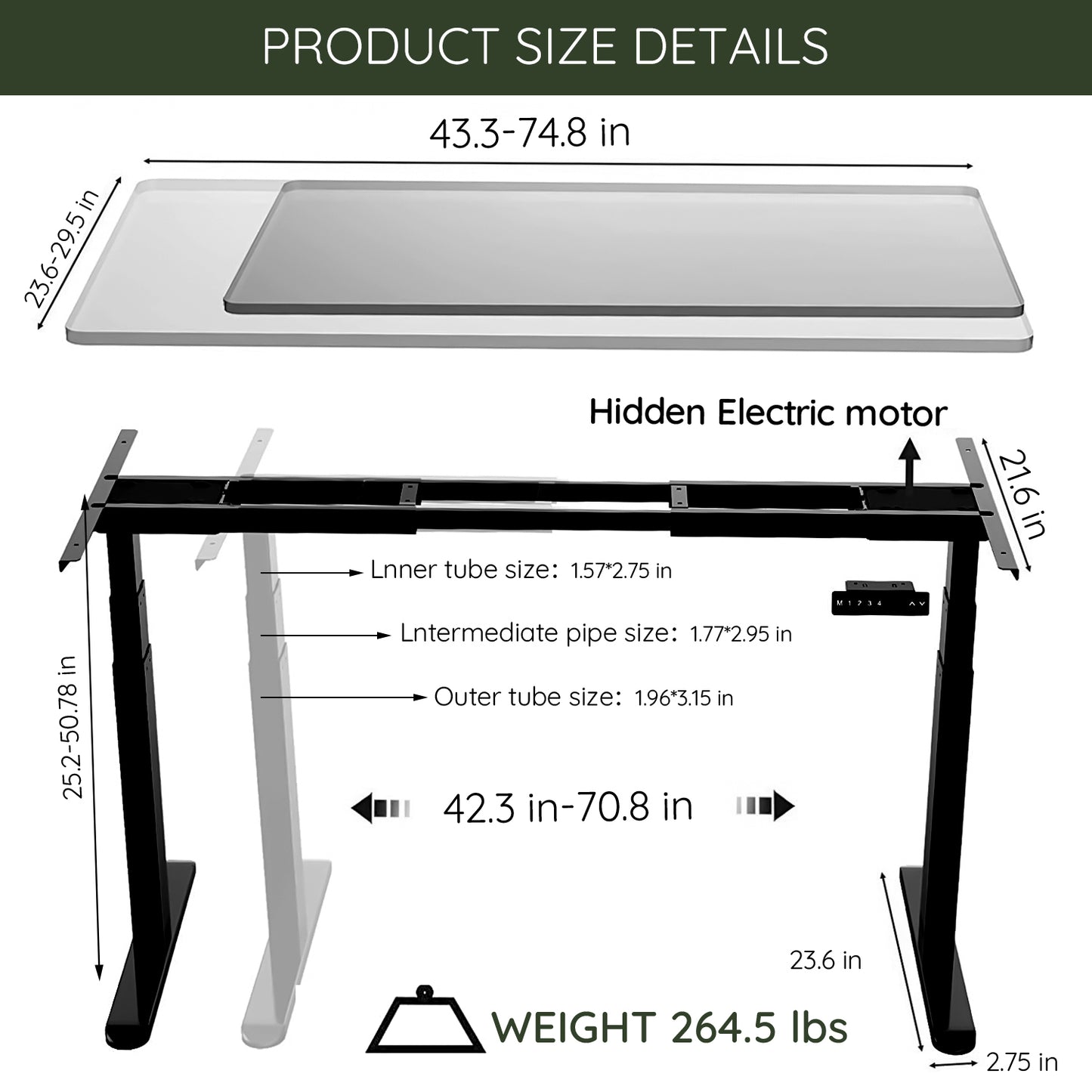 Height Adjustable Table Legs Sit Stand Desk Frame