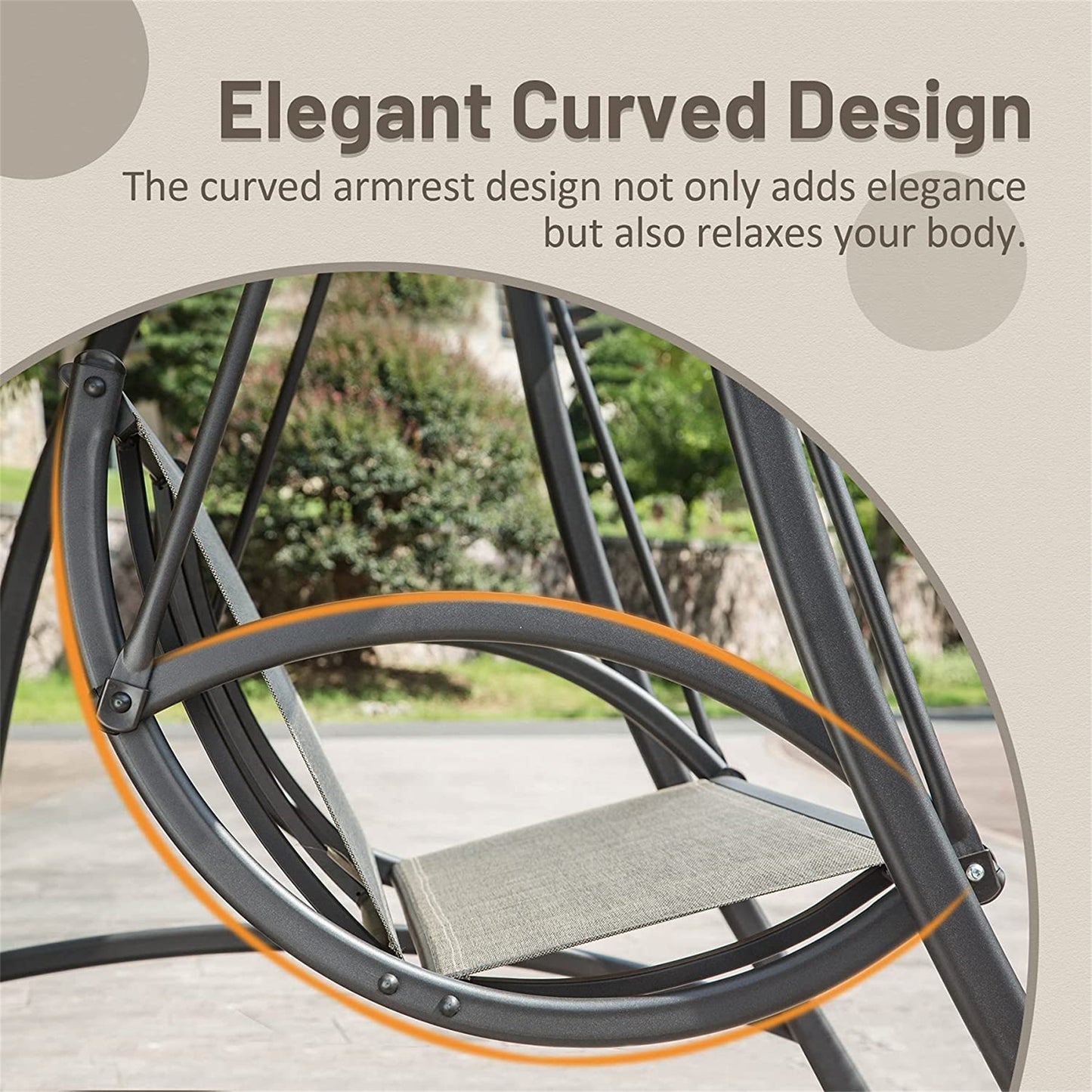 2-Seat Patio Chair, Outdoor Porch Swing, Adjustable Canopy