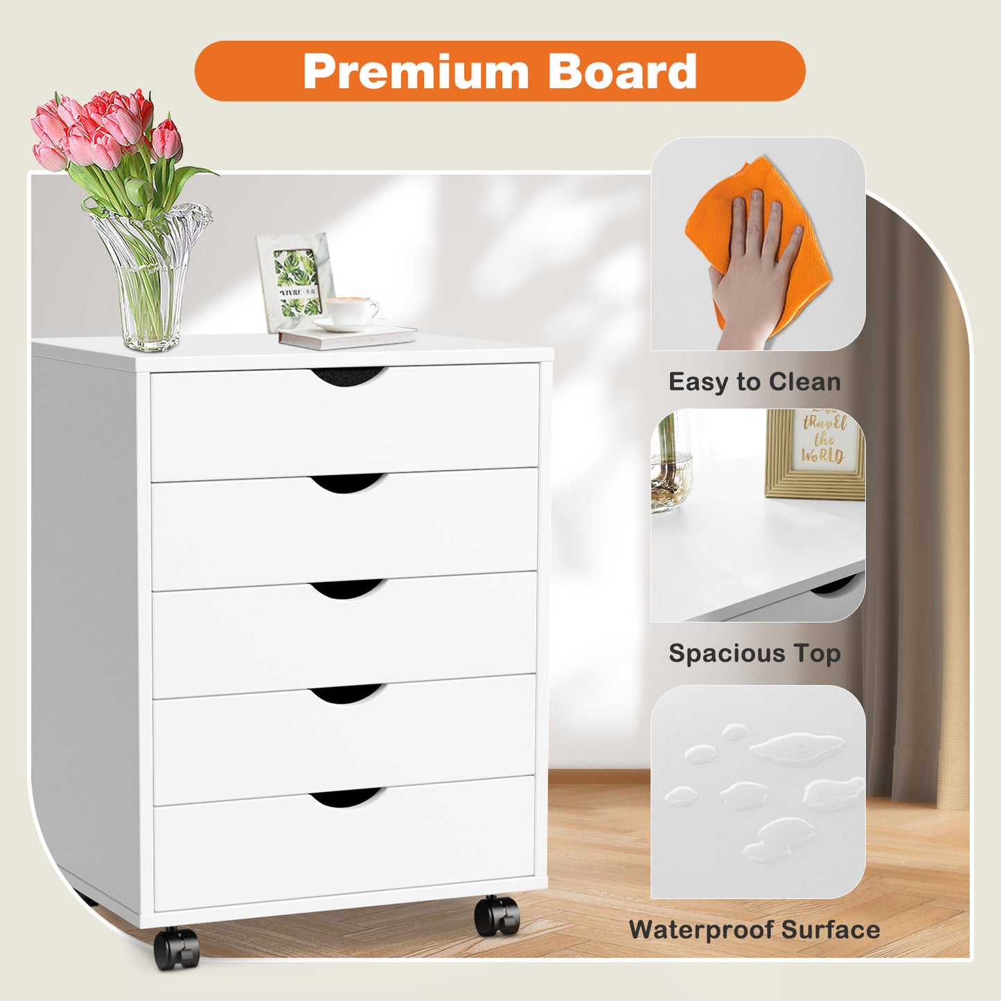 5 Drawer Chest - Storage Cabinets Dressers for Office