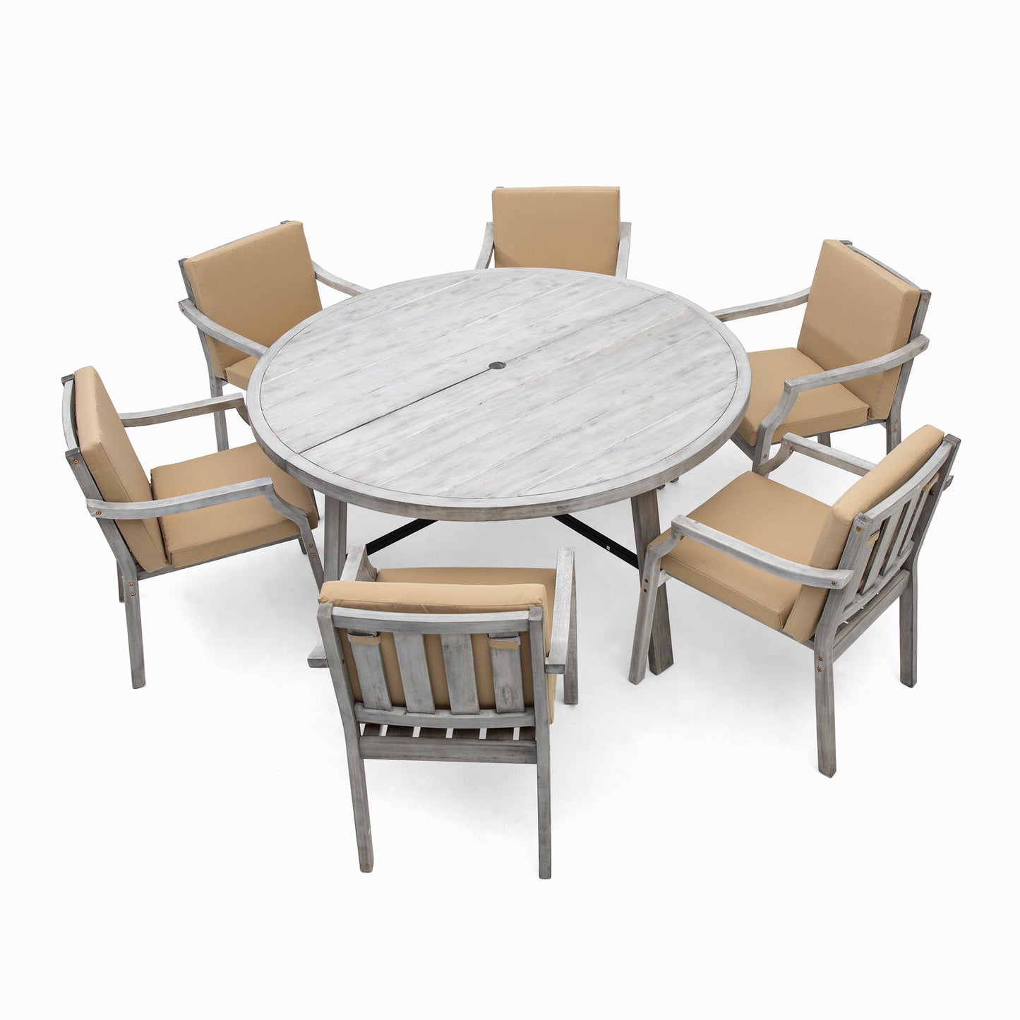 Outdoor Dinning Set 6-Person Outdoor, Umbrella Removable Cushions