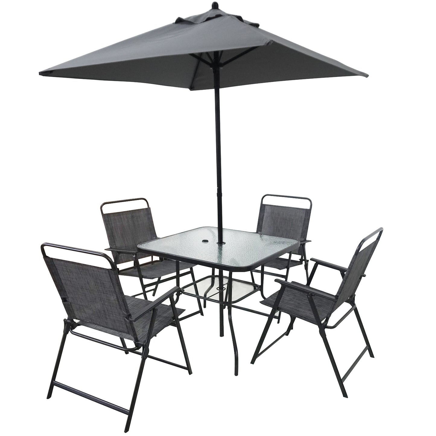 Outdoor Patio Dining Set for 4 People, Table and Chair Set, Umbrella