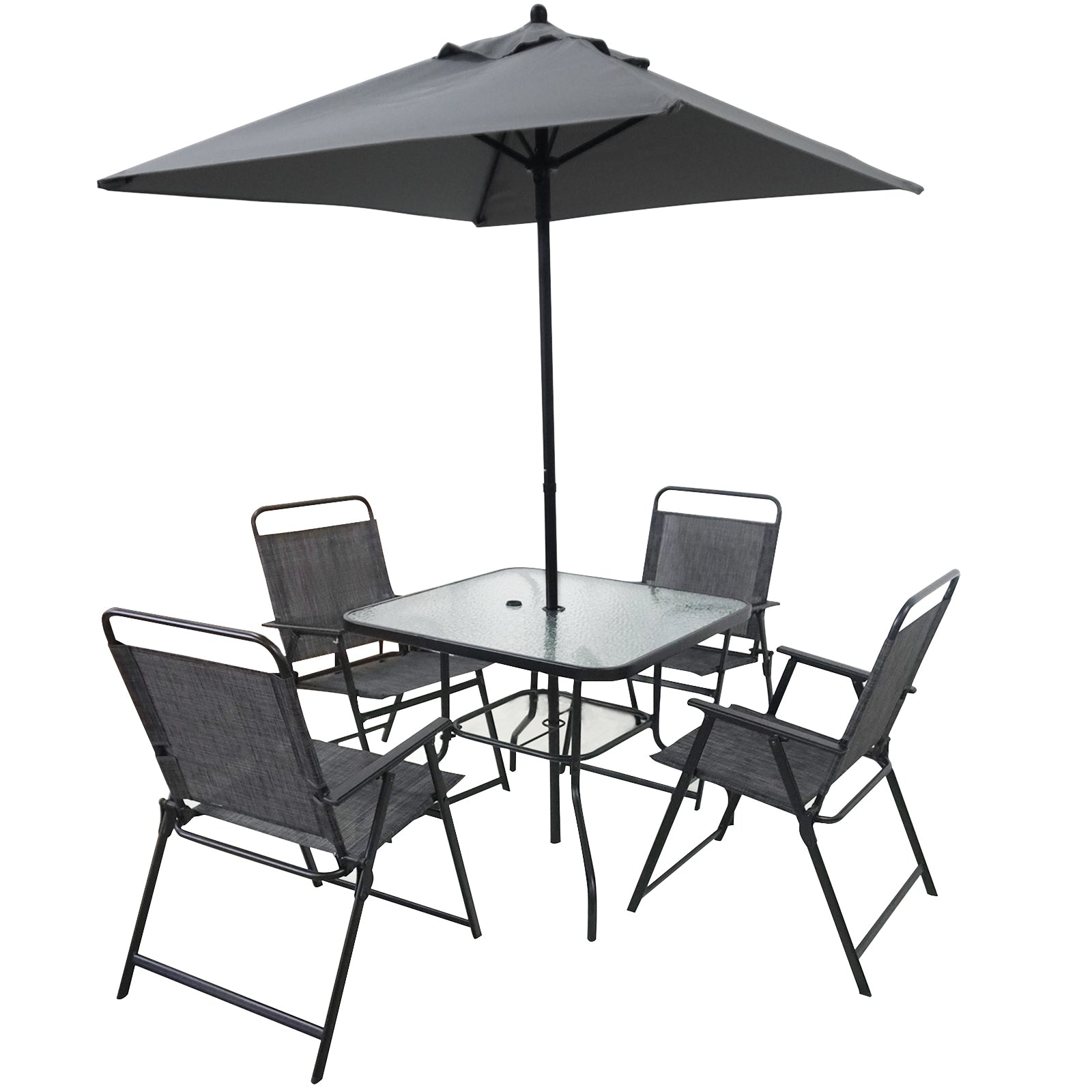 Outdoor Patio Dining Set for 4 People, Table and Chair Set, Umbrella