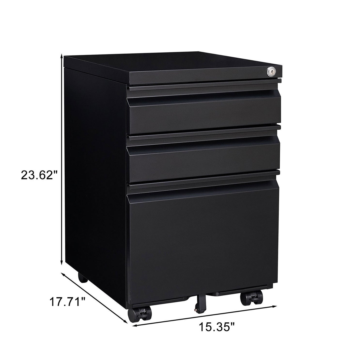3-Drawer Mobile File Cabinet with Lock, Office Storage