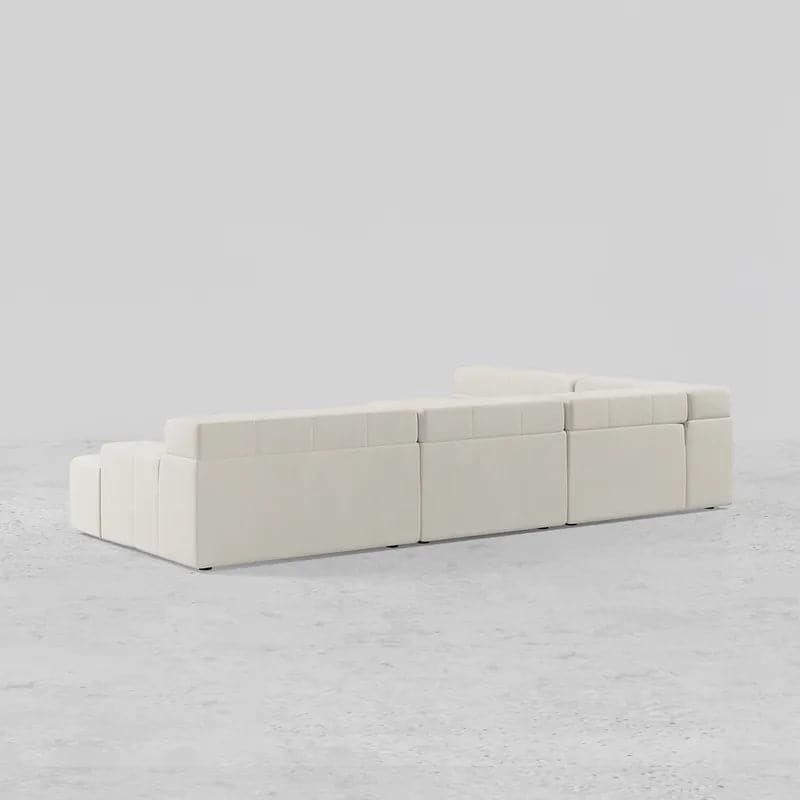 L-Shaped Off White Velvet Modular Sectional Sofa with Chaise
