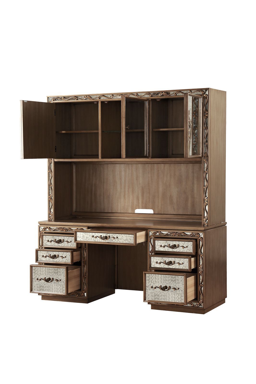 ACME Orianne Computer Desk & Hutch in Antique Gold