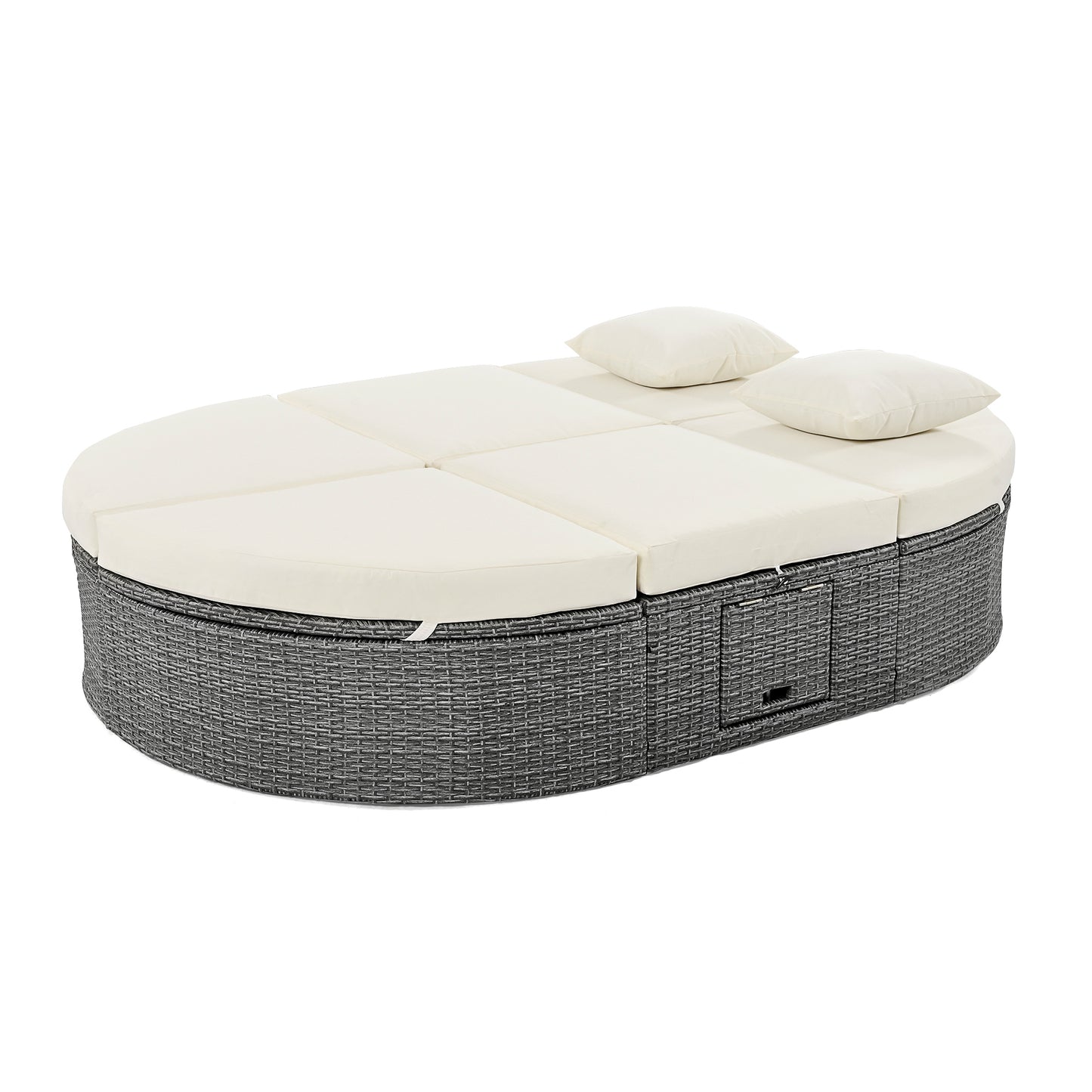 Outdoor Sun Bed Patio 2-Person Daybed, Cushions, Pillows