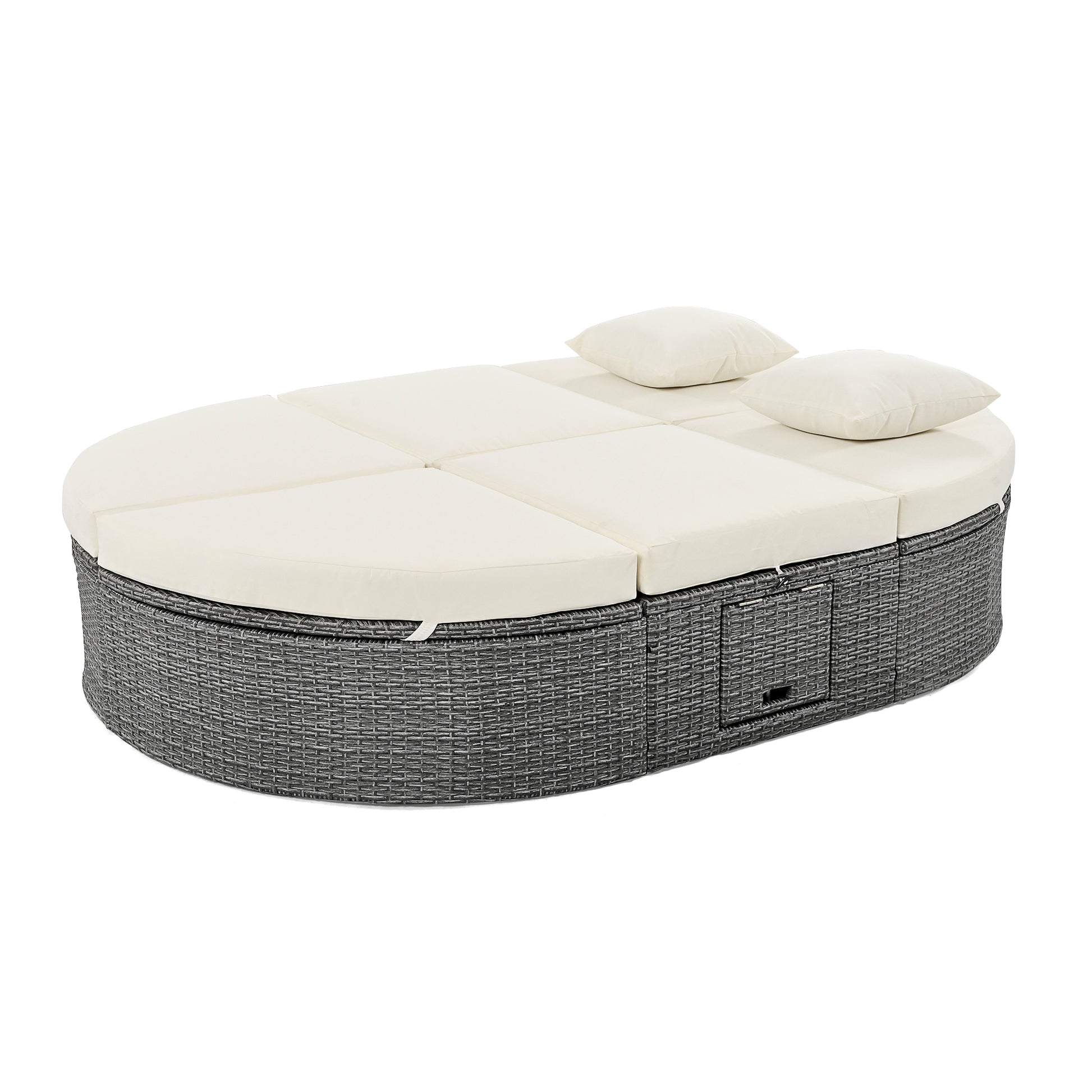 Outdoor Sun Bed Patio 2-Person Daybed, Cushions, Pillows