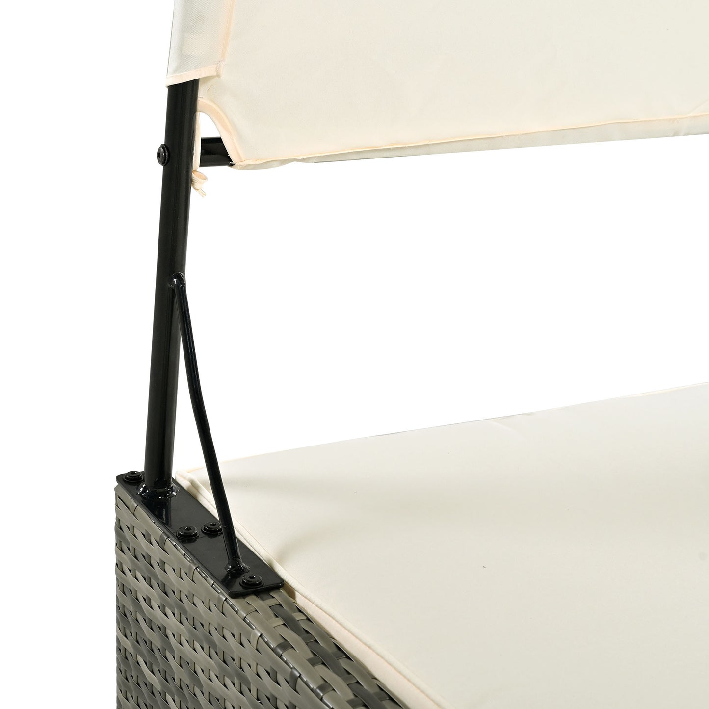 Patio Daybed Outdoor Daybed, Shelter Roof, Adjustable Backrest, Storage Box
