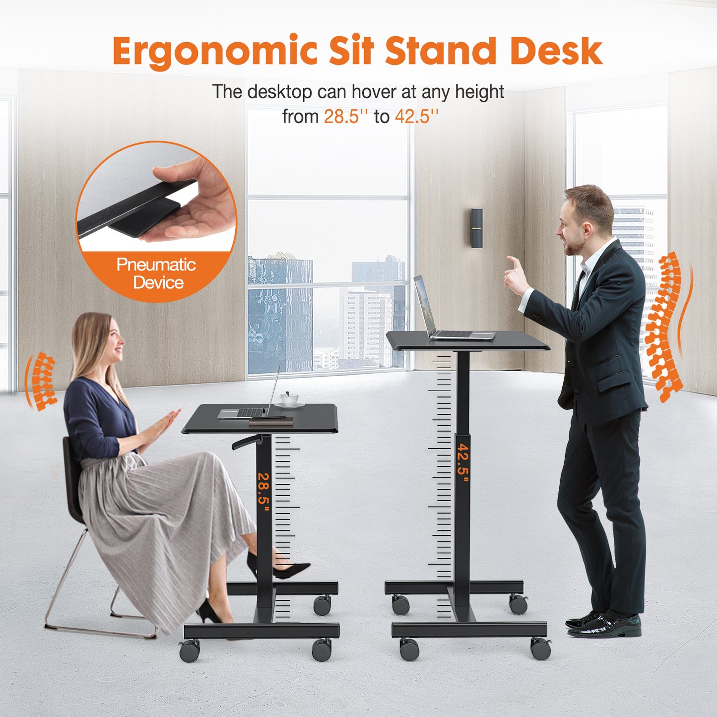 Small Mobile Rolling Standing Desk Laptop Computer Cart for Home