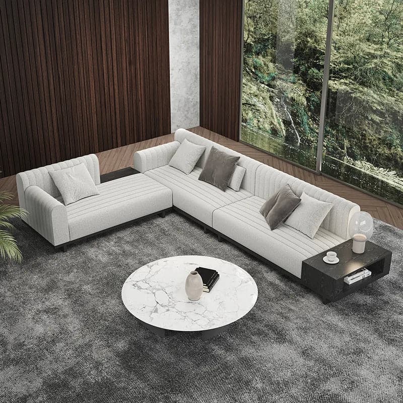 Contemporary Sectional: Cotton & Linen, Storage