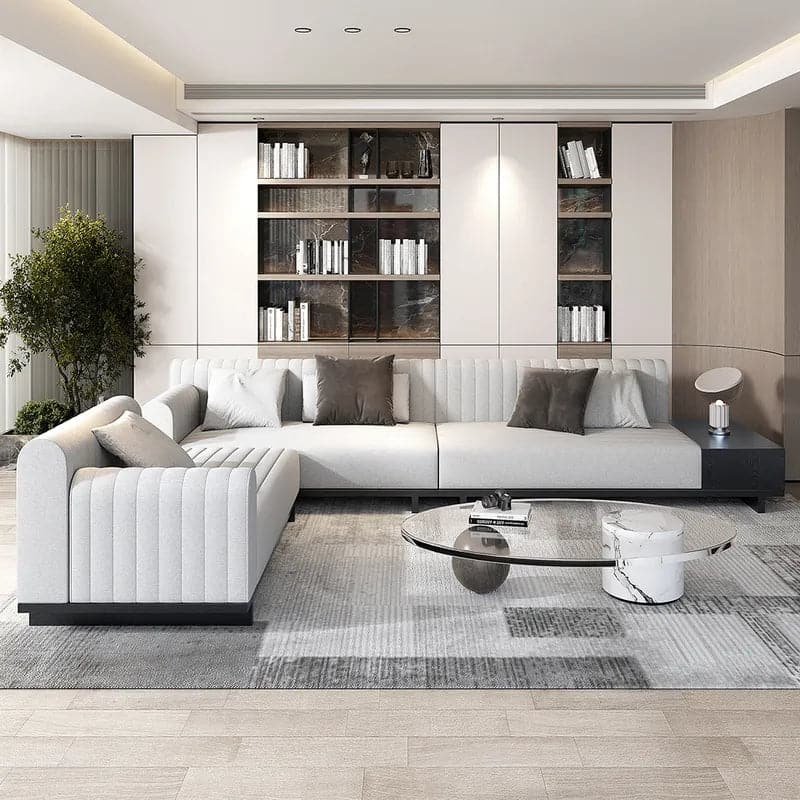 Contemporary Sectional: Cotton & Linen, Storage