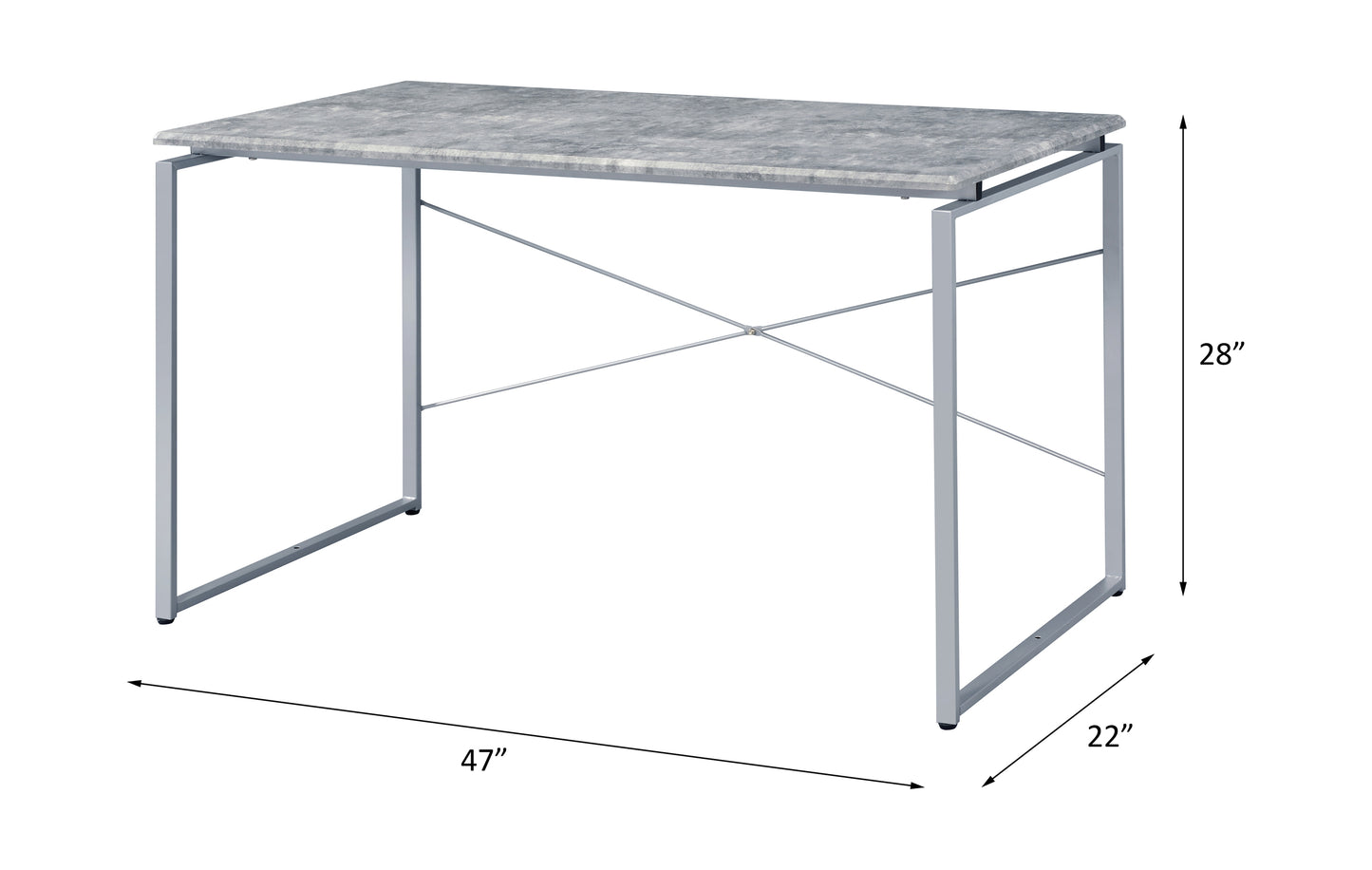 ACME Jurgen Desk, Faux Concrete & Silver