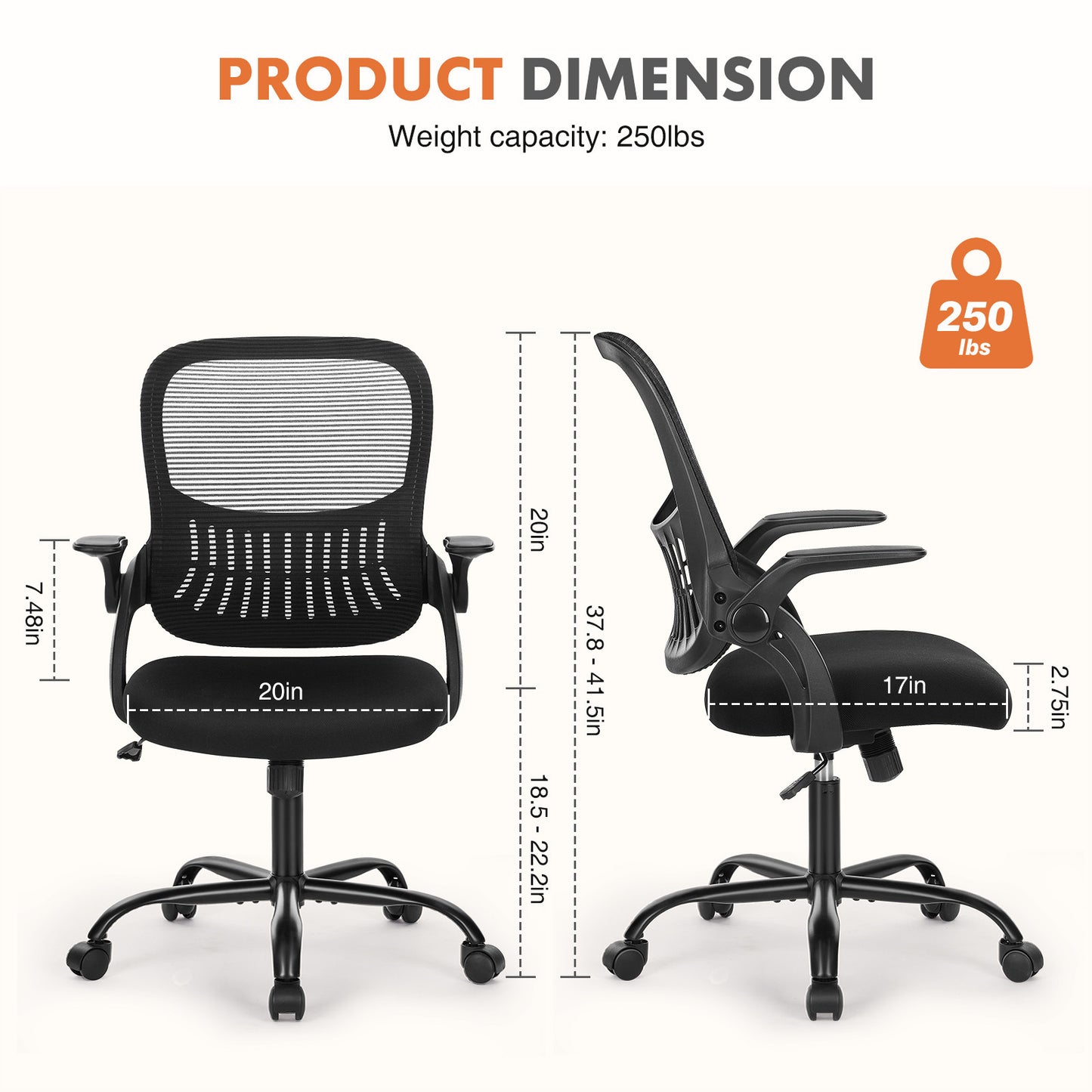 Office Mid Back Ergonomic Mesh Computer Desk