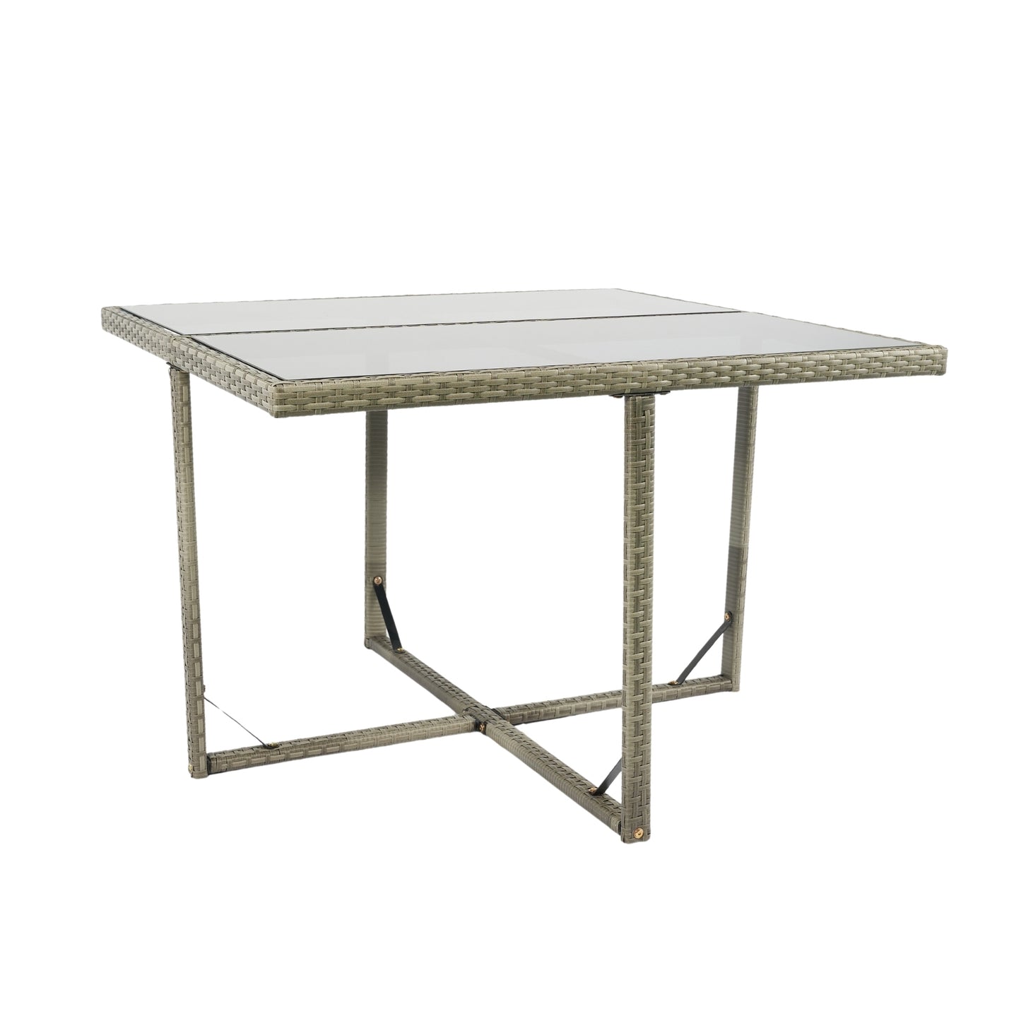9 Pieces Patio Dining Sets Outdoor Space Saving, Glass Table
