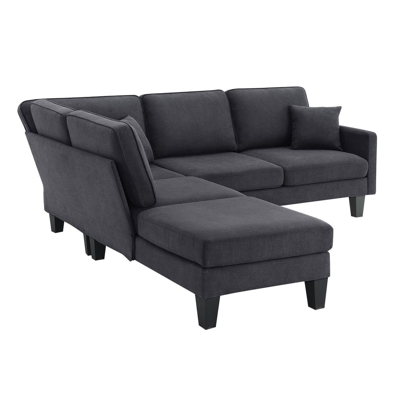 Terrycloth Sectional Sofa, 5-Seat Set, Chaise Lounge, L-Shape, Living Room, Grey