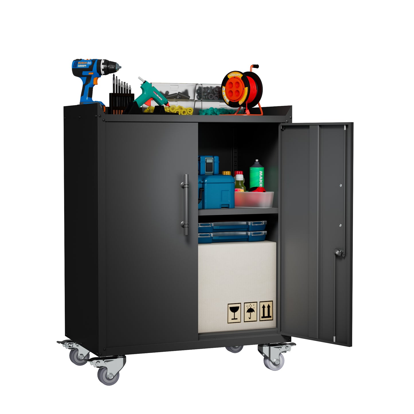 2 Door Tool Cabinets Lockable with Wheels
