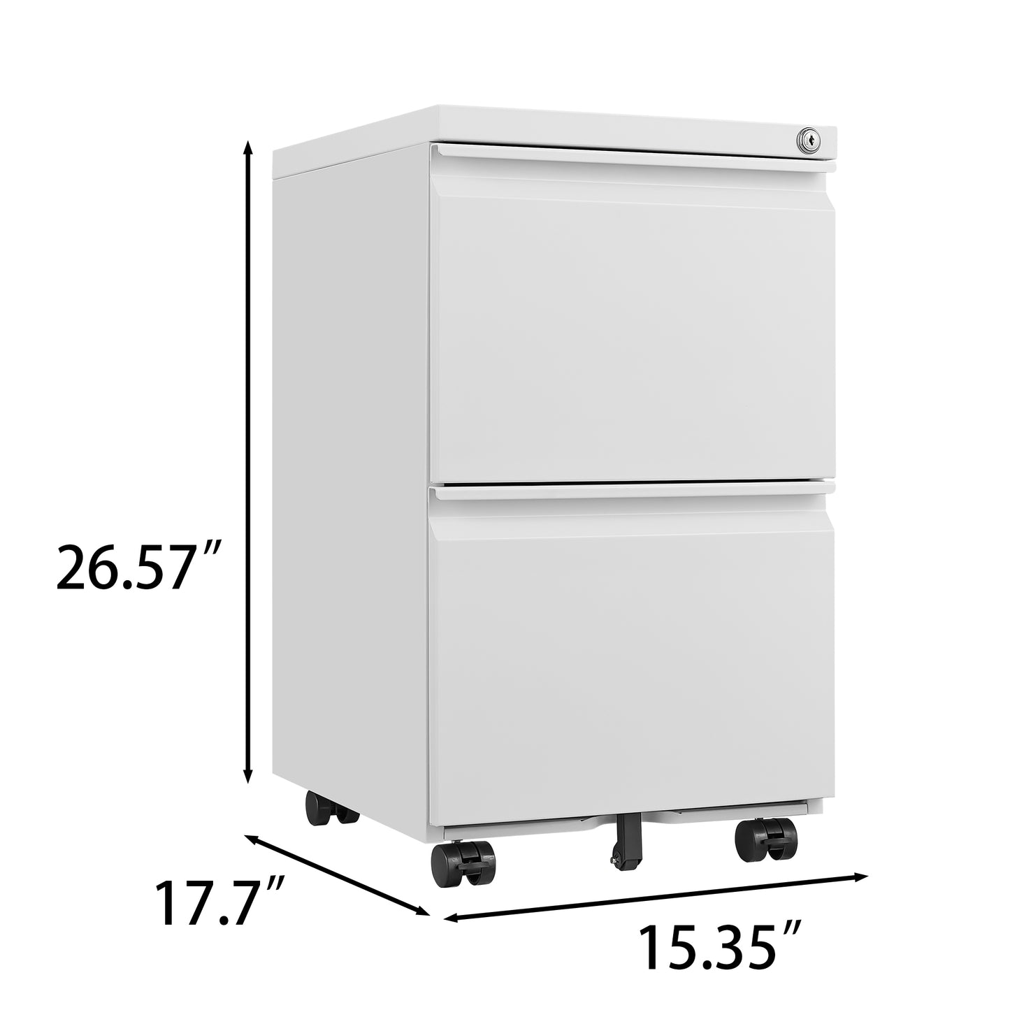 2 Drawer Mobile File Cabinet with Lock, Desk Office