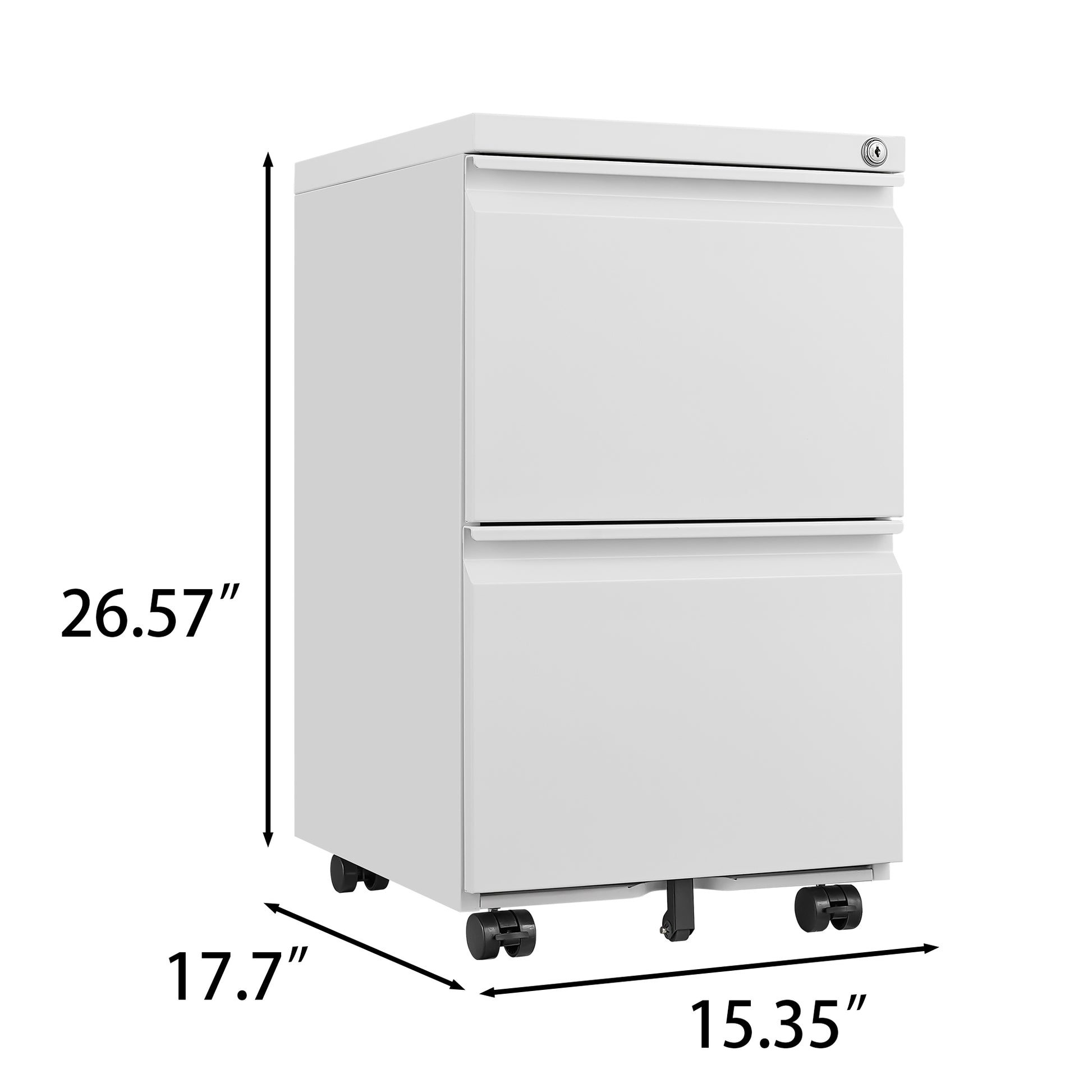 2 Drawer Mobile File Cabinet with Lock, Desk Office