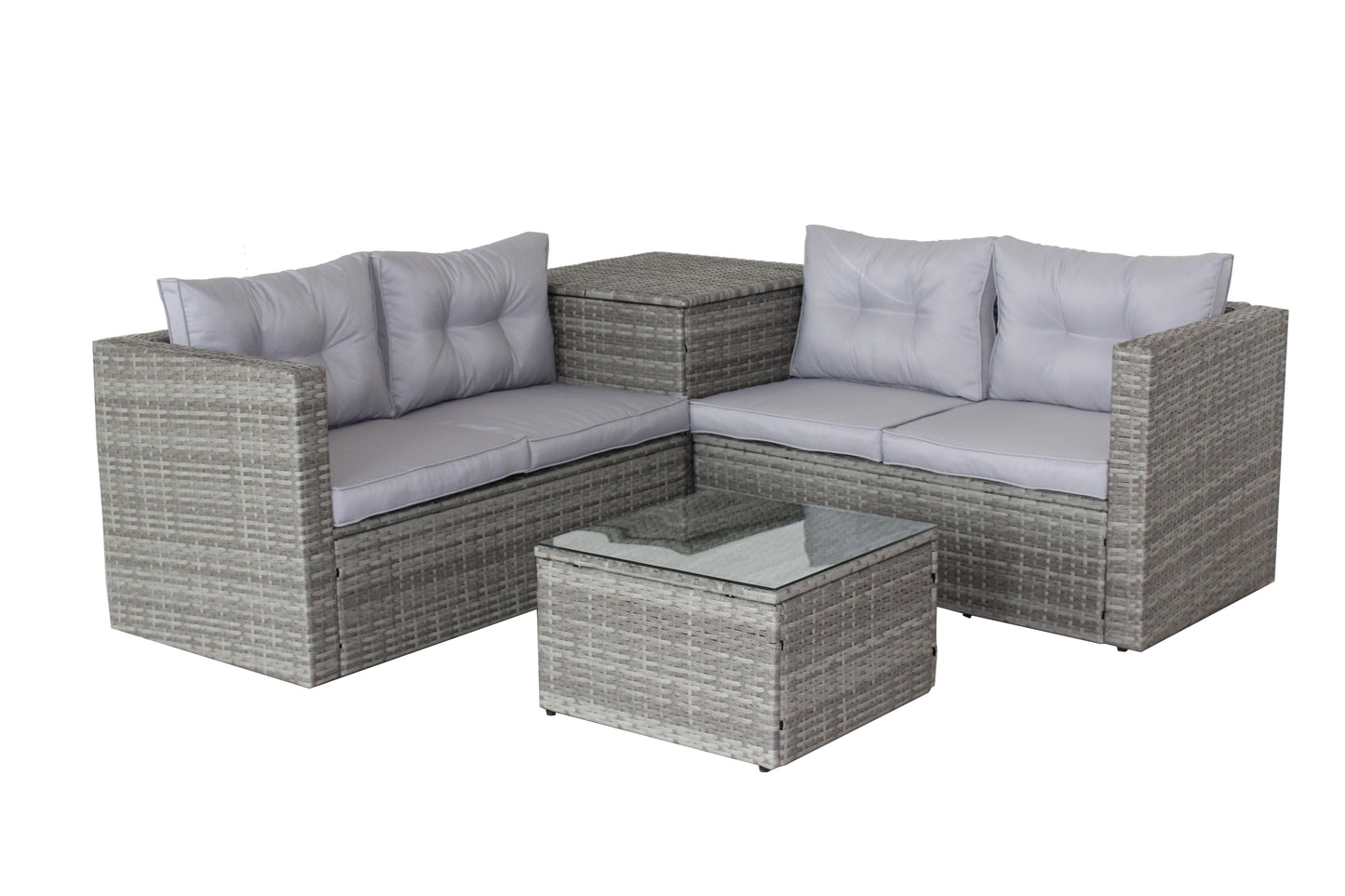 4 Piece Patio Sectional Outdoor Furniture with Storage Box