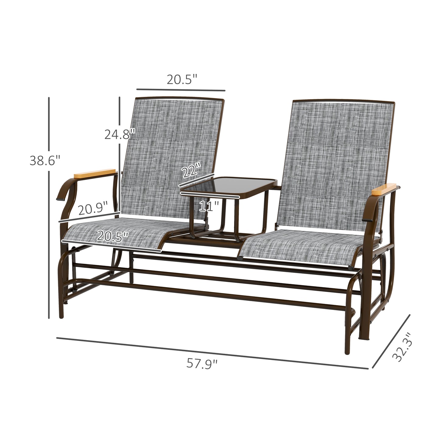 2 Person Outdoor Glider Bench, Patio Swing Glider Chair Loveseat