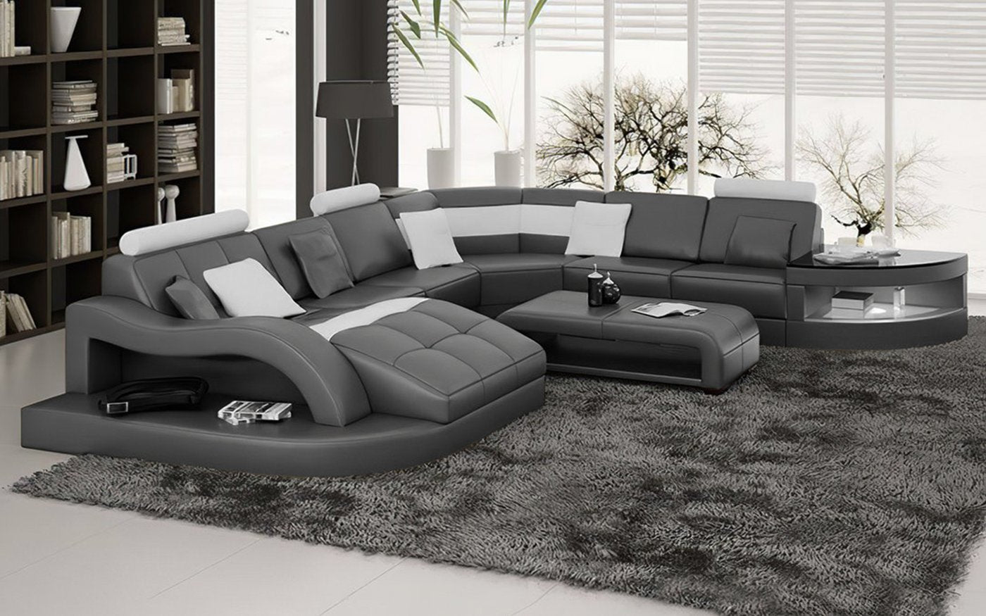 Leather Sectional with Shape Chaise