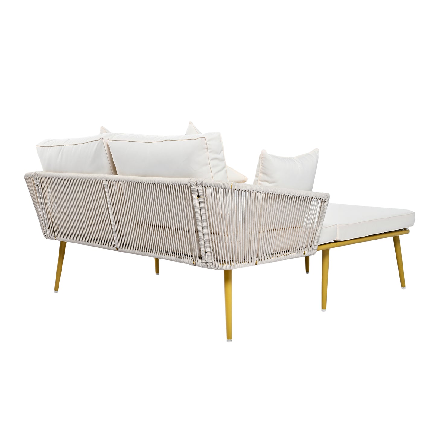 Outdoor Patio Daybed, Backrest with Washable Cushions