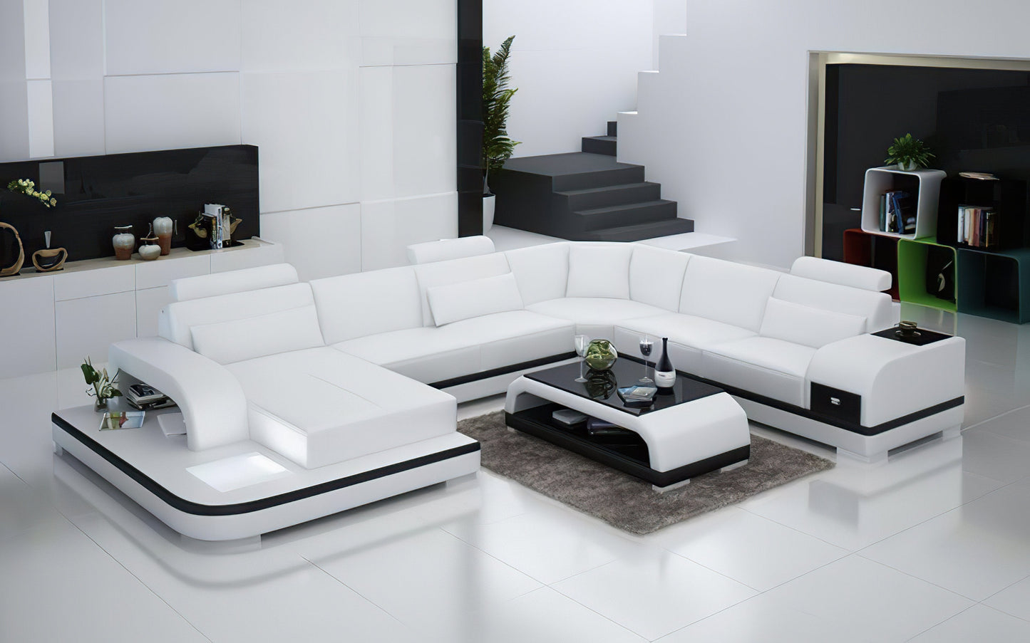 Leather Sectional with LED Lights