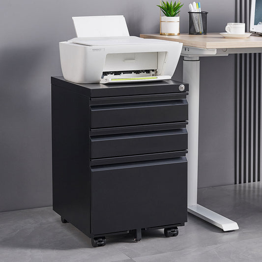 3-Drawer Mobile File Cabinet with Lock, Office Storage