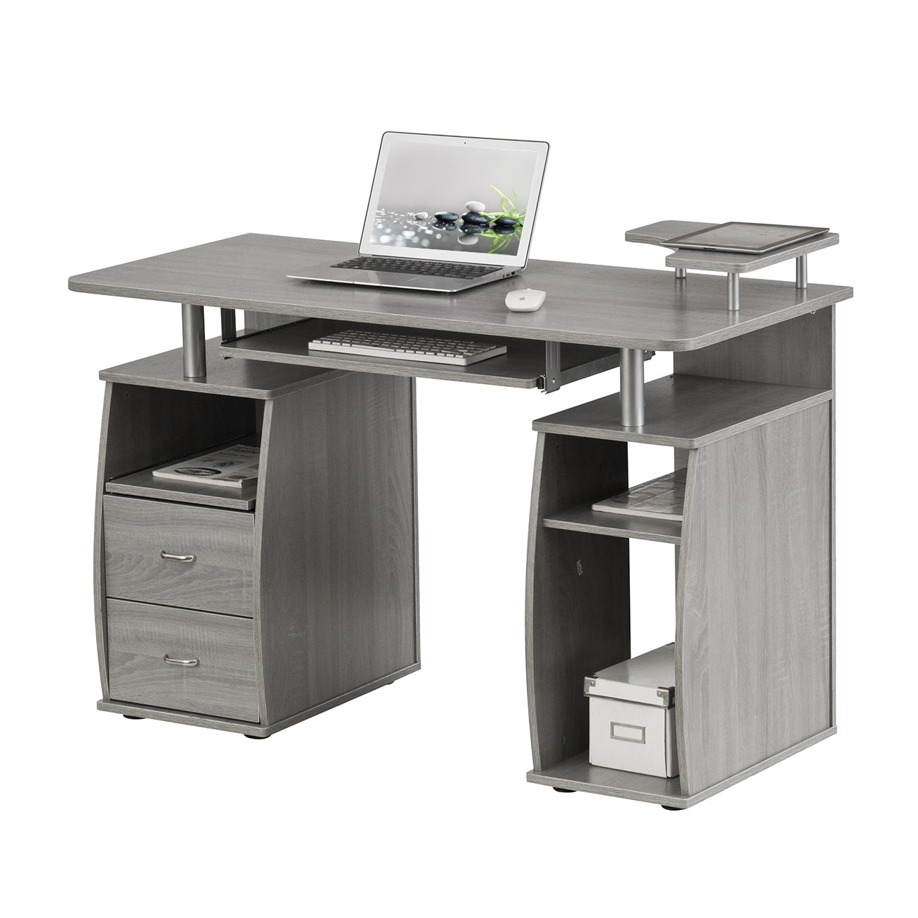 Computer Workstation Desk With Storage, Grey