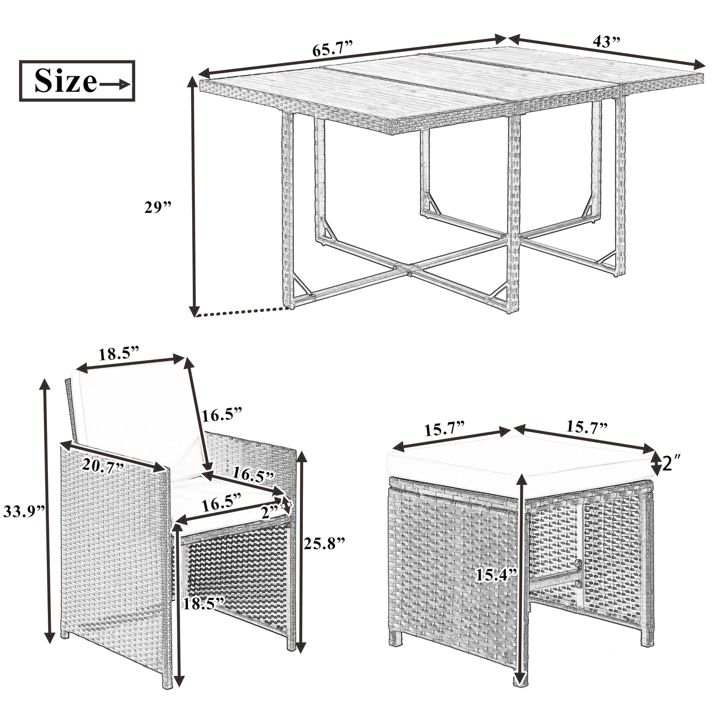 11-Piece Patio All-Weather P Dining Table Set Tabletop