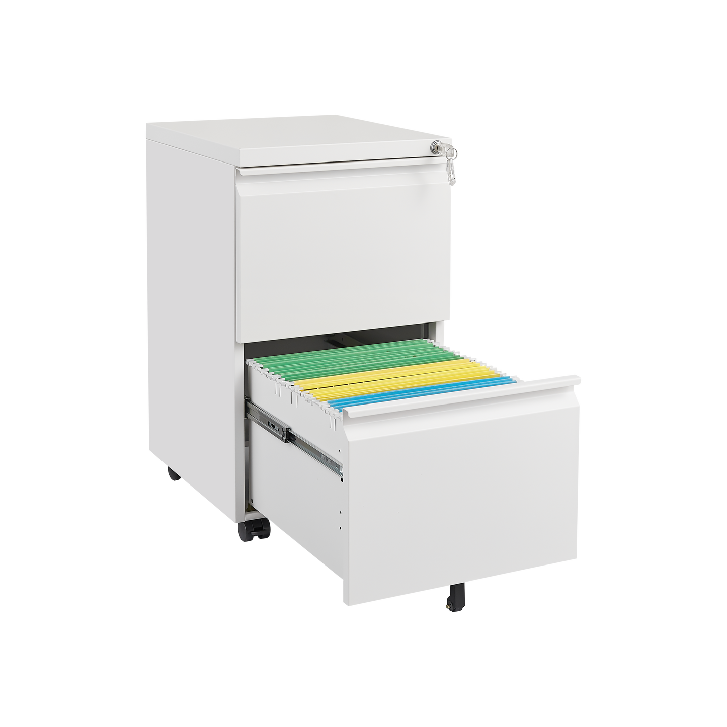 2 Drawer Mobile File Cabinet with Lock, Desk Office