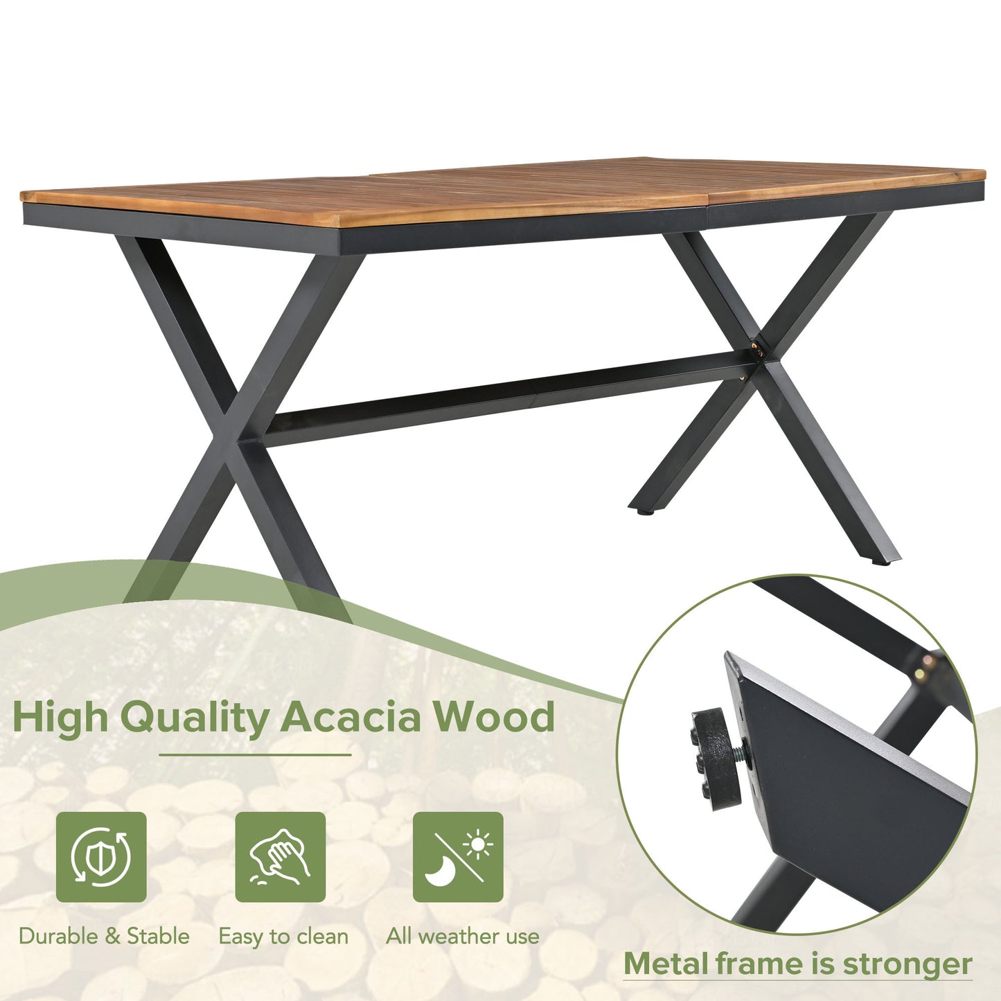 7 Pieces Patio Dining Set, All-Weather Outdoor, Dining Table, Chairs