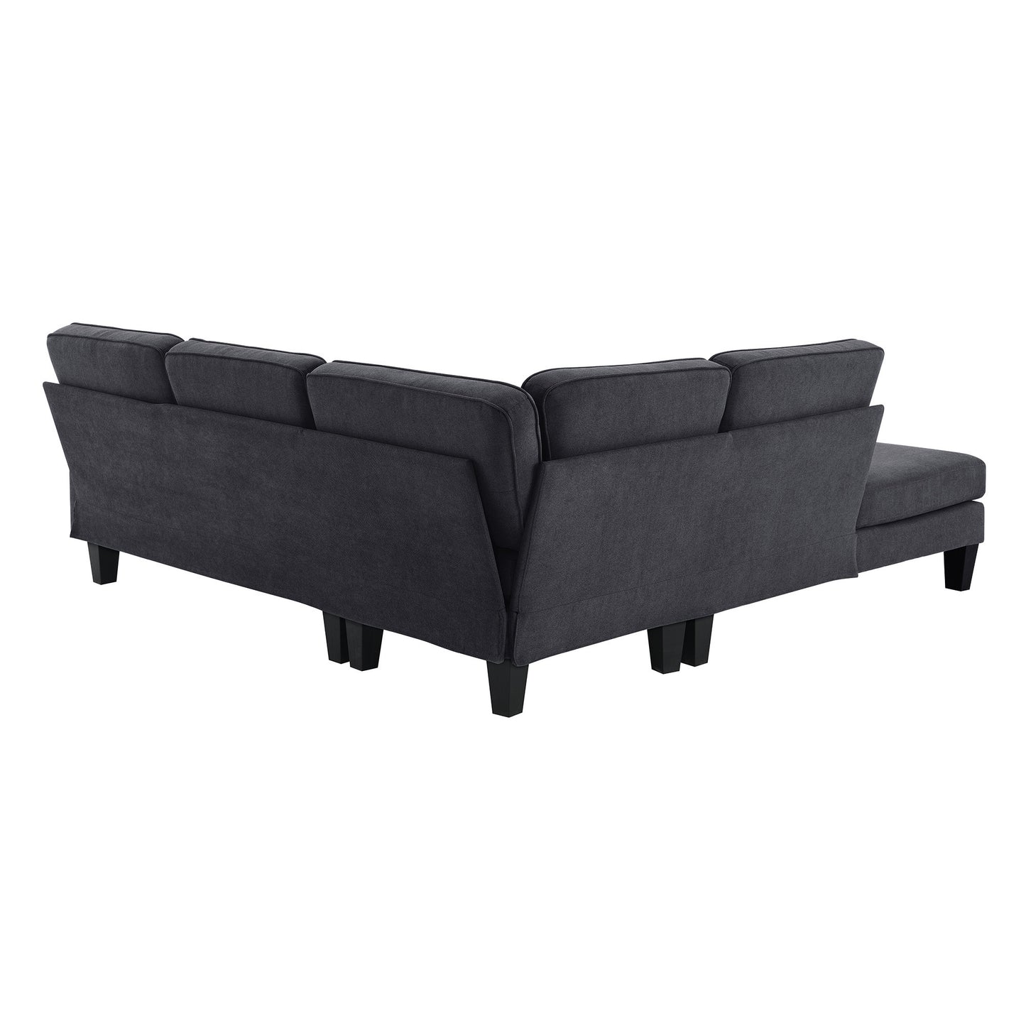 Terrycloth Sectional Sofa, 5-Seat Set, Chaise Lounge, L-Shape, Living Room, Grey