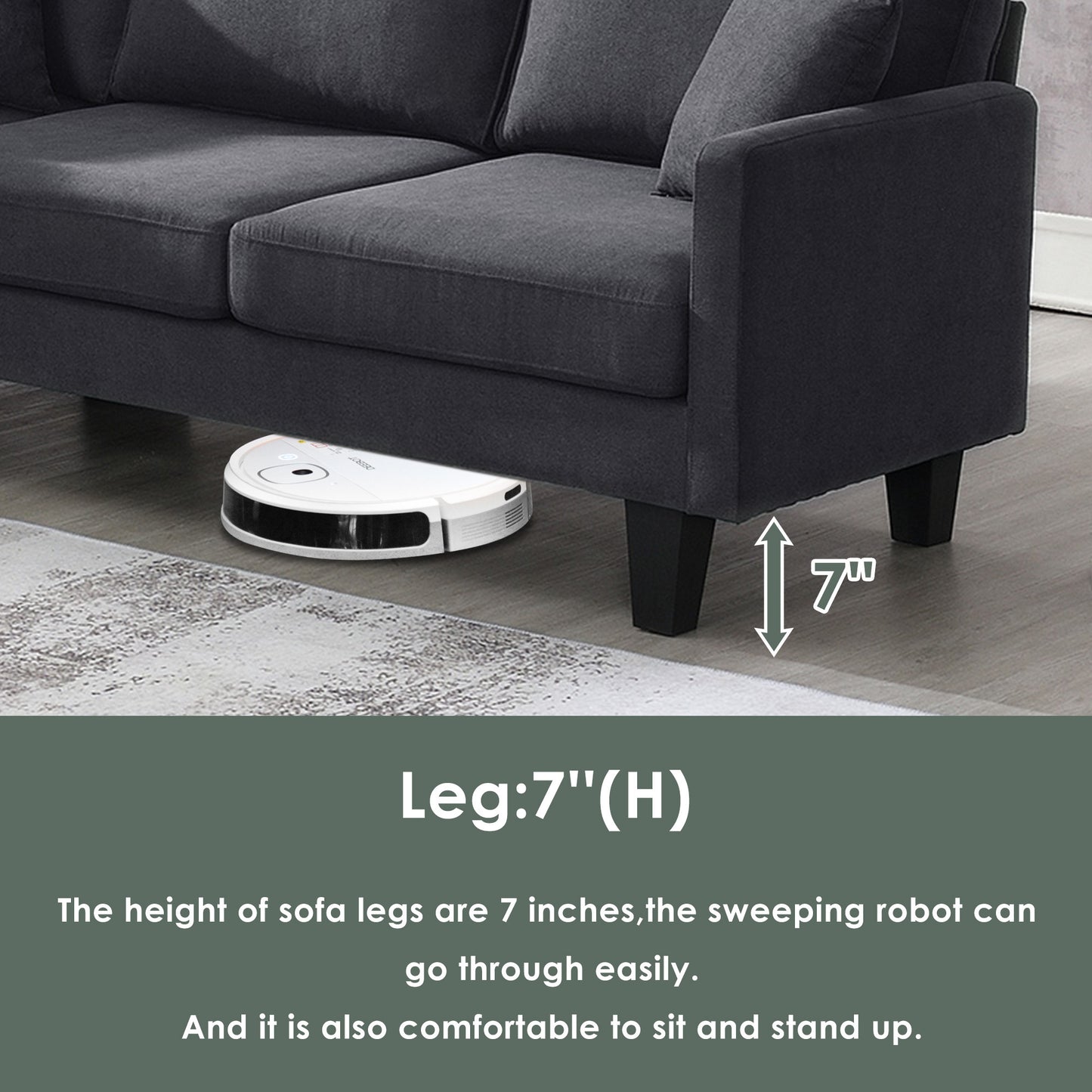 Terrycloth Sectional Sofa, 5-Seat Set, Chaise Lounge, L-Shape, Living Room, Grey