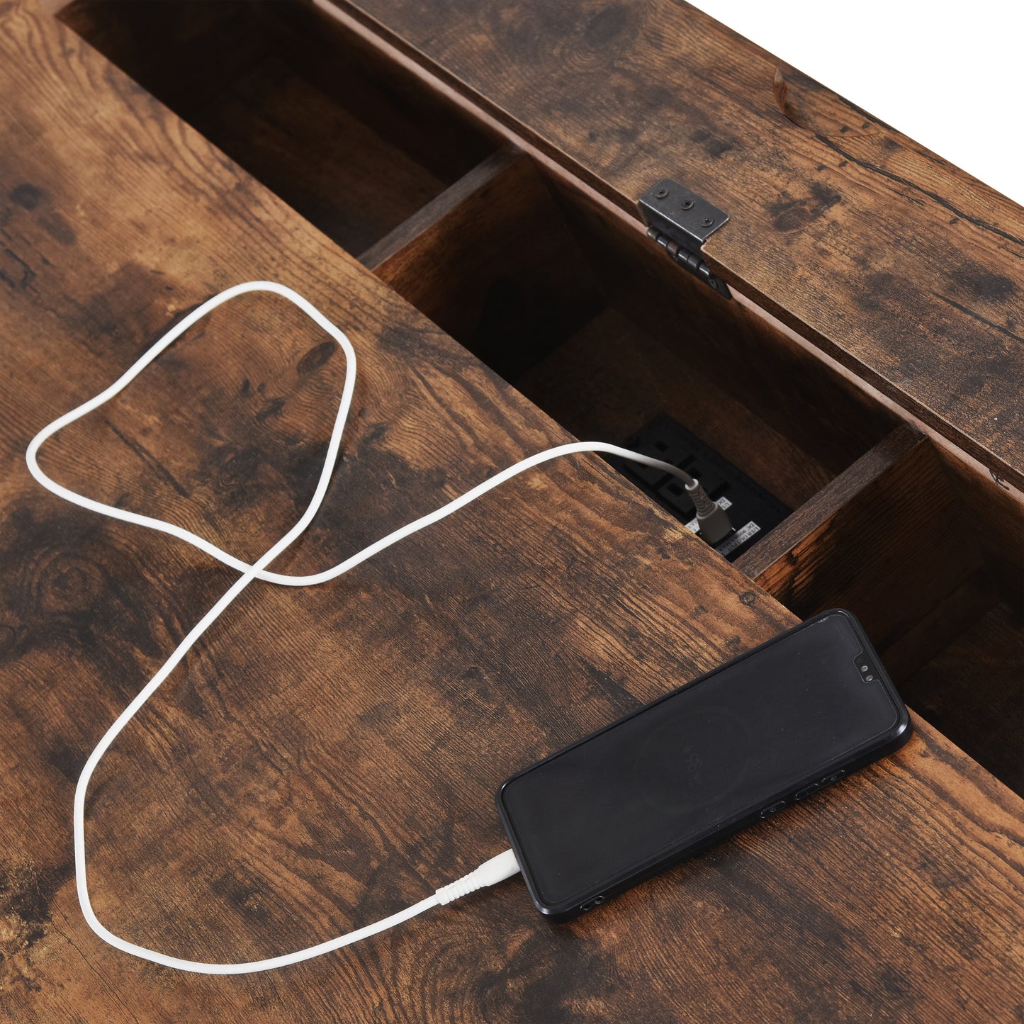 Executive Desk Metal Edge with 2 file drawers, USB Ports and Outlets